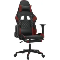 vidaXL Fauteuil gaming avec fonction massage et repose-pieds, noir et bordeaux, similicuir