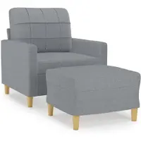 vidaXL Fauteuil avec pouf gris clair 60 cm Tissu