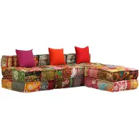 vidaXL Pouf modulaire à 3 places Patchwork Tissu