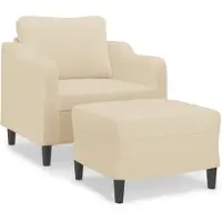 vidaXL Fauteuil avec pouf Crème 60 cm Tissu