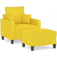 vidaXL Fauteuil avec pouf jaune clair 60 cm Tissu