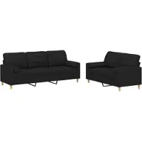 vidaXL Ensemble de canapés 2 pièces avec coussins Tissu noir