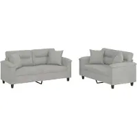 vidaXL Ensemble de canapés 2 pièces avec coussins gris clair tissu microfibre