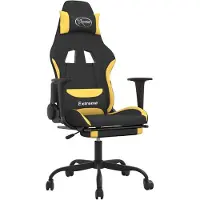 vidaXL Chaise de jeu avec massage & repose-pieds Tissu noir et jaune