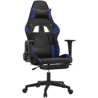 vidaXL Chaise de jeu avec massage & repose-pieds Noir & Bleu Similicuir