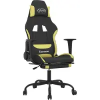 vidaXL Chaise de jeu avec massage & repose-pieds Tissu noir et vert clair