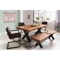 Wohnling Table de salle à manger 200 x 100 x 77 cm acacia style maison de campagne