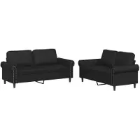vidaXL Ensemble de canapés 2 pièces avec coussins Noir Similicuir