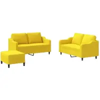 vidaXL Ensemble de canapés 3 pièces avec coussins Tissu jaune clair