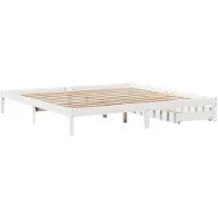 vidaXL Lit en bois massif sans matelas Blanc 200x200 cm pin
