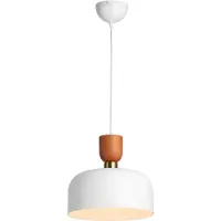 Alpinaluz Suspension nordique moderne 30 cm - Métal blanc avec effet bois, hauteur réglable, douille E27, cuisine ou salle à manger