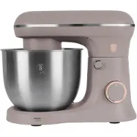 Berlinger Haus Robot de cuisine multifonctionnel 1500W, 5L, acier inoxydable, crochet et fouet antiadhsifs, 6 vitesses, moteur silencieux, design lgant taupe mat
