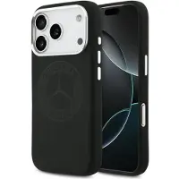 Mercedes Hülle Silicone Vintage Logo MagSafe do iPhone 17 Pro schwarz