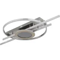 Globo Plafonnier LED DONTE, argenté, en métal et aluminium, effet 3D, longueur 95 cm