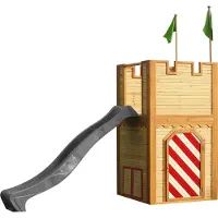 Axi Arthur Maison Enfant Avec Toboggan Gris | Aire De Jeux Pour L'Extérieur | Maisonnette / Cabane De Jeu En Bois