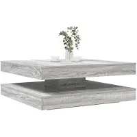 vidaXL Table basse pivotante à 360 degrés Gris Sonoma 90x90x34,5 cm