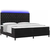 vidaXL LED Lit boxspring avec matelas noir 200 x 200 cm velours