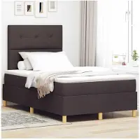 vidaXL Lit boxspring avec tête de lit brun foncé 120 x 190 cm Tissu