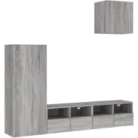 DKD Home Decor meuble-paroi 4 pièces gris Sonoma Matériau dérivé du bois