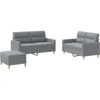 vidaXL Ensemble de canapés 3 pièces avec coussins Tissu gris clair