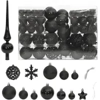 vidaXL Ensemble de boules de Noël 111 pièces noir polystyrène