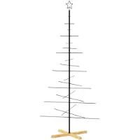 Super Merchant Arbre de Noël en métal avec base en bois noir 180 cm