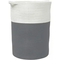 vidaXL Panier de rangement gris et blanc Ø49x65 cm coton