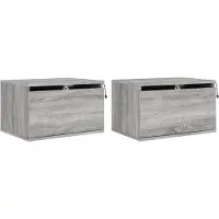 vidaXL Tables de chevet murales avec lumières LED 2 pcs sonoma gris