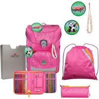 DERDIEDAS sac d'école ErgoFlex Easy Exklusiv Neon Schulranzenset 5 pièces Pink Planet rose