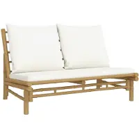 vidaXL Banc de jardin avec coussins blanc crème en bambou