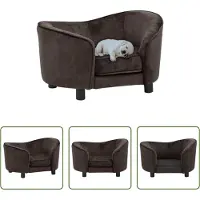 The Living Store Canapé pour chien marron 69x49x40 cm en peluche