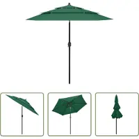 The Living Store Parasol Living Store, mât en aluminium, 3 couches, vert, 2,5 mètres