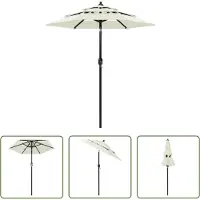 The Living Store Parasol avec mât en aluminium 3 couches couleur sable 2 m