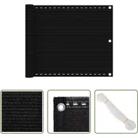 The Living Store Brise-Vue Balcon Noir 75x600 cm HDPE