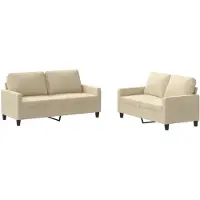 vidaXL Ensemble de canapés 2 pièces avec coussins Crème Tissu