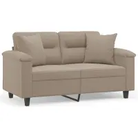 vidaXL Canapé 2 places avec oreillers taupe 120 cm tissu microfibre
