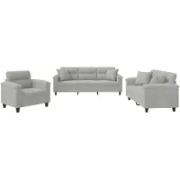 vidaXL Ensemble de canapés 3 pièces avec coussins gris clair tissu microfibre