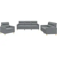 vidaXL Ensemble de canapés 3 pièces avec coussins Tissu gris clair