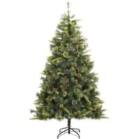 Syfax Sapin de Noël artificiel articulé avec pommes de pin 180 cm
