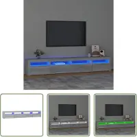 The Living Store Armoire TV avec lampes LED Gris Sonoma 240x35x40 cm