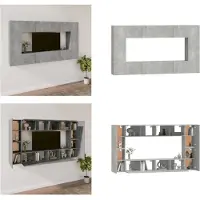 vidaXL 8 pcs. Set d'armoire TV gris béton bois composite - Ensemble d'armoires TV - Ensembles d'armoires TV - Meuble-paroi