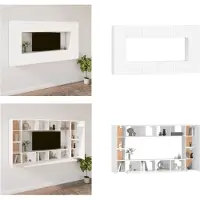 vidaXL 8 pcs. Ensemble d'armoires TV blanc en bois composite - Ensemble d'armoires TV - Ensemble d'armoires TV - Meuble-paroi