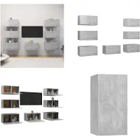 vidaXL Armoires TV 7 pcs. Betongrau 30,5x30x60 cm Bois composite - Armoire TV - Armoire TV suspendue - Armoires TV suspendues