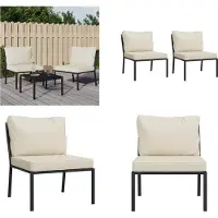 vidaXL Chaises de jardin avec coussins couleur sable 2 pcs 60x74x79 cm Acier - Chaise de jardin - Chaise de jardin - Chaise extérieure - Chaise de terrasse