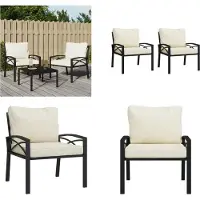 vidaXL Chaises de jardin avec coussins couleur sable 2 pcs 68x76x79 cm Acier - Chaise de jardin - Chaise de jardin - Chaise extérieure - Chaise de terrasse