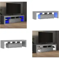 vidaXL Armoire TV avec lampes LED Gris Sonoma 140x36,5x40 cm - Armoire TV - Meubles TV - Support TV