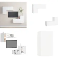 vidaXL 4 pcs. Set d'armoire TV Blanc Bois composite - Ensemble d'armoires TV - Ensemble d'armoires TV - Ensemble d'armoires TV suspendues