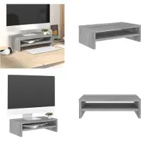 vidaXL Support d'écran Gris Sonoma 42x24x13 cm Bois composite - Support d'écran - Support d'ordinateur - Support d'écran - Support de clavier