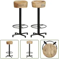 The Living Store Tabouret de bar 2 pcs. 76 cm Bois massif de manguier
