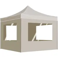 vidaXL Tente de réception pliable avec parois Aluminium 2x2 m Crème